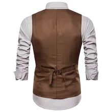 Мужской осенний и зимний жилет, мужской осенний Стильный однобортный жилет с v-образным вырезом, мужской жилет