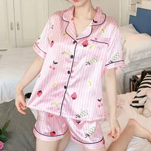 Сексуальная пижама женская пижама с коротким рукавом и отложным воротником с карманами и пуговицами OY41