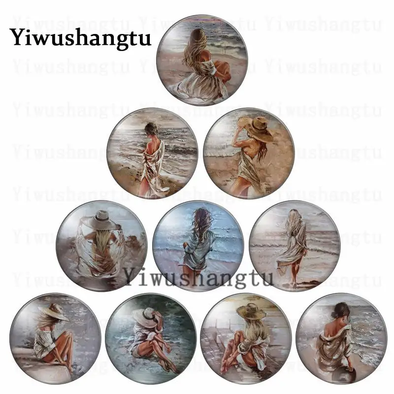 

New Fashion girls sea 8mm/10mm/12mm/18mm/20mm/25mm Round photo glass cabochon demo flat back Making findings ZB0543