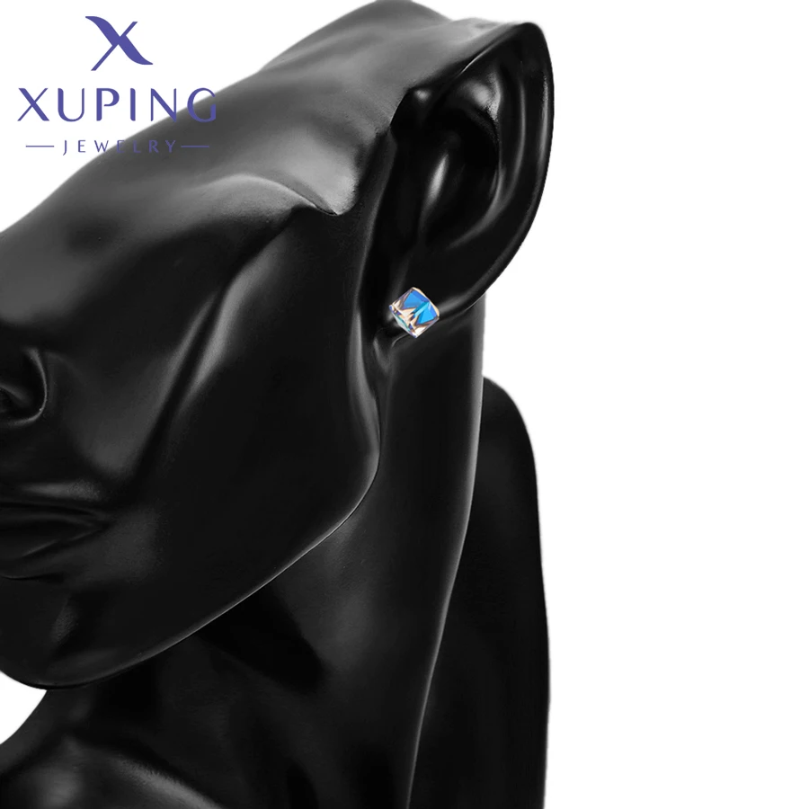 Xuping Schmuck Elegante Quadratische Gold Farbe Einfache Sommer Verkauf Charme Kristall Stud Ohrringe für Frauen Geschenk ZBE243 – Detail 8