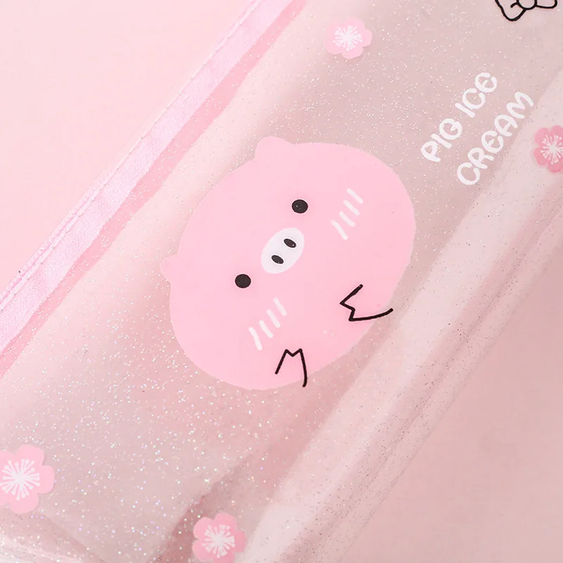 Прозрачная сумка для карандашей серии Cherry Pig с большой вместительностью, органайзер для хранения канцелярских принадлежностей, чехол для карандашей, школьные принадлежности