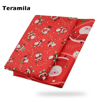 

Teramila Red Christmas Twill 100% Cotton Printed Cloth Per Meter Fabrics for Sewing Clothes Needlework Handmade Patchwork Fabric