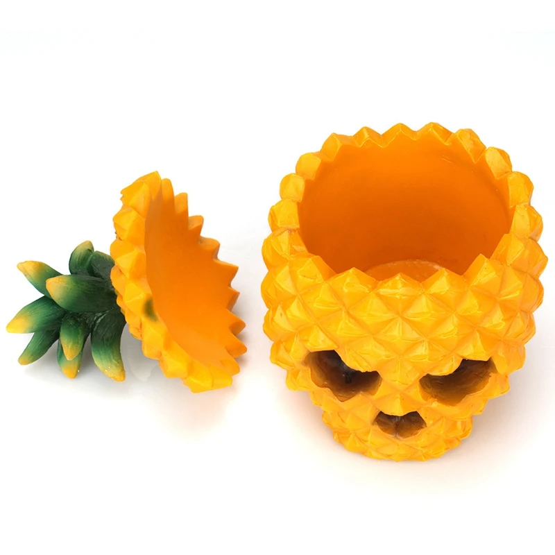 Creative Resin Pineapple Skull Statue Storage Box Home Desk Office Room Decor Gift Halloween Party Decoration