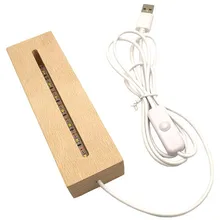 

LED Lamp Wood Base With On Off Cable USB Wood Base LED Lamp