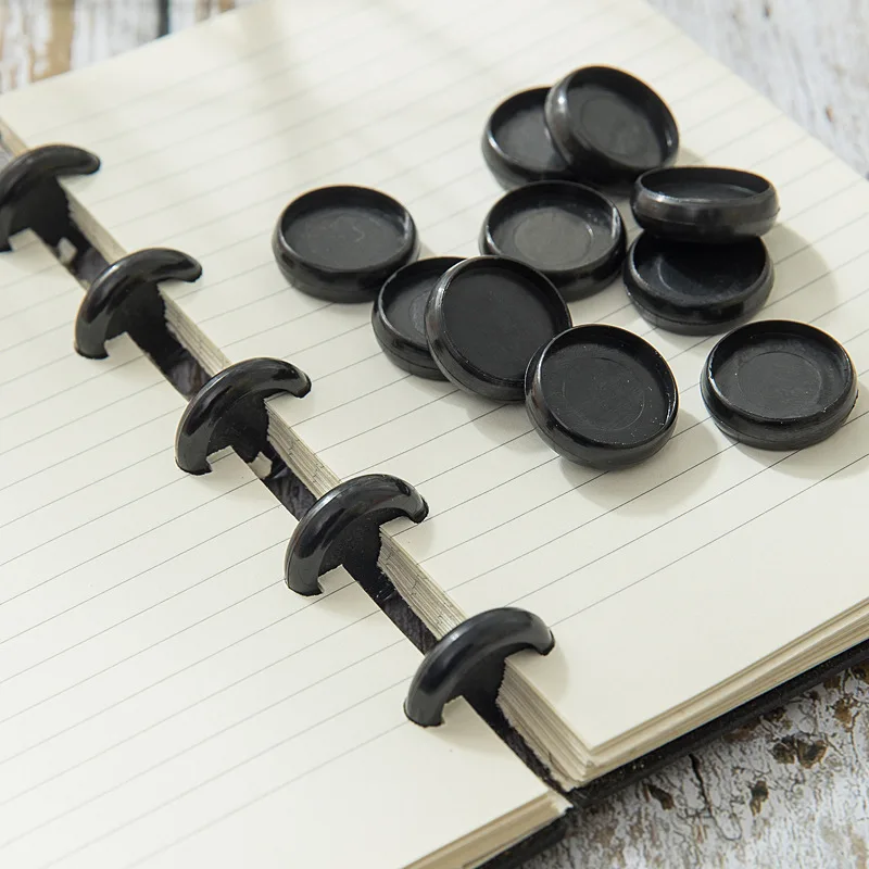 6 шт. 18-53 мм болванные кнопки для пряжки болванки круглые черные диски Грибное отверстие записная книжка Биндер диск школьные принадлежности