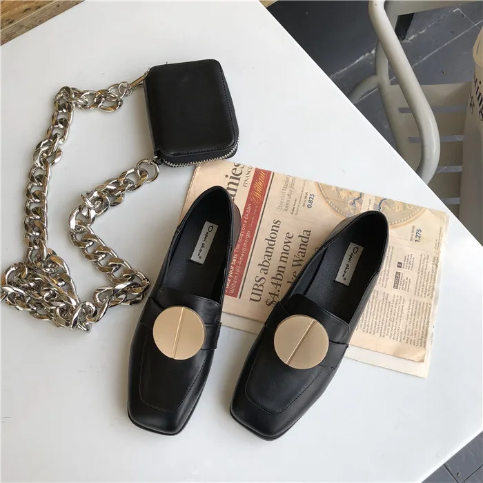 

Square Toe Shoes Woman 2019 British Style Low Heels Autumn Dress Flats Women Buckle Shallow Mouth Oxfords Women's Casual Female