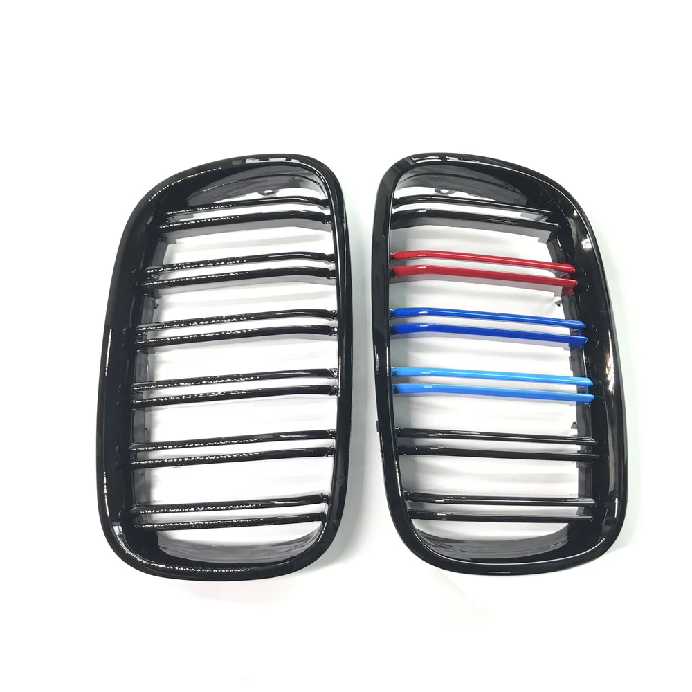 1 пара глянцевый черный 3 вида цветов двойная планка почек решетка Передняя решетка для BMW X5 E70 X6 E71 2007-2013