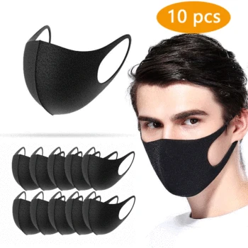 

10PCS Adult Unisex Dust Proof Mouth Mask Breathable Black Washable 3D Outdoor Environment Face Mask Facial Anti-bacteria Mask