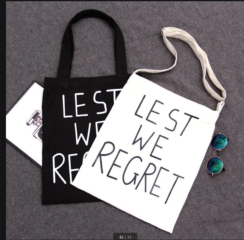 

2018 New Style South Korea Ulzzang Harajuku Street Snap English Lettered Shoulder Bag Canvas Bag Simple Bag