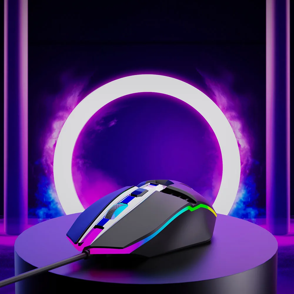 Игровая Механическая мышь V2RGB, компьютерная Проводная игровая мышь, проводная USB мышь, поддержка четырех цветов, динамическое дыхание
