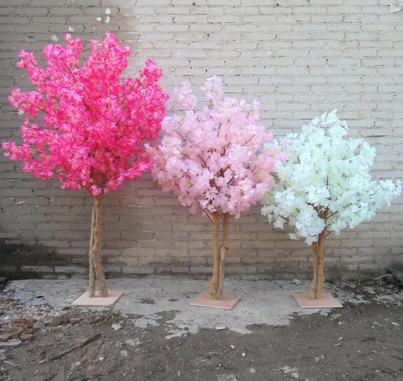 Novo branco artificial cerejeira flores árvore simulação