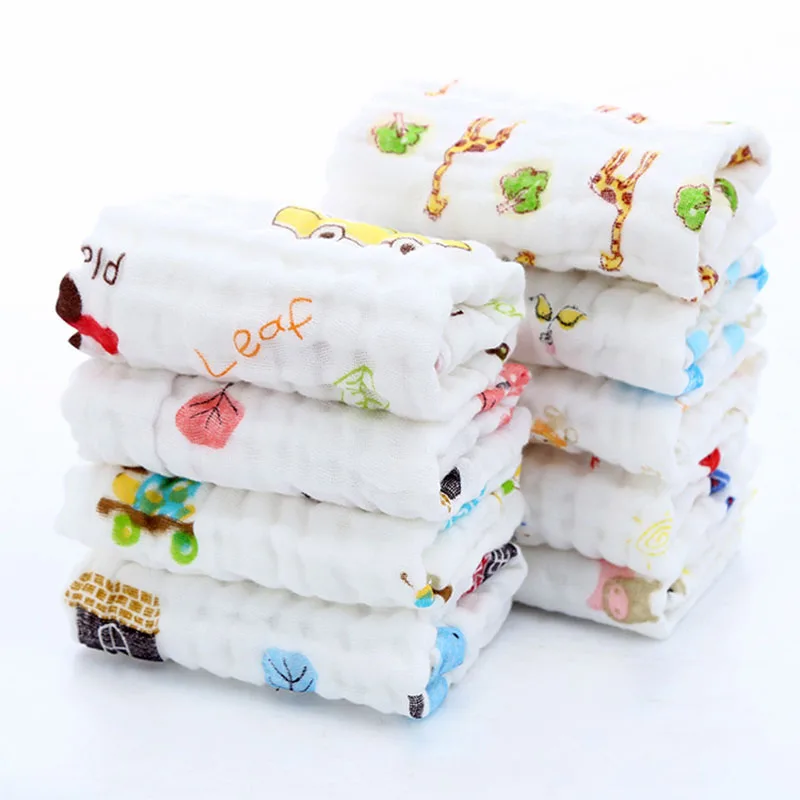 Square Towel Printing Bubble Cotton Baby Infant Children's Face Scarf Six Layers Of Gauze Cotton Hand Wash Cotton Towel