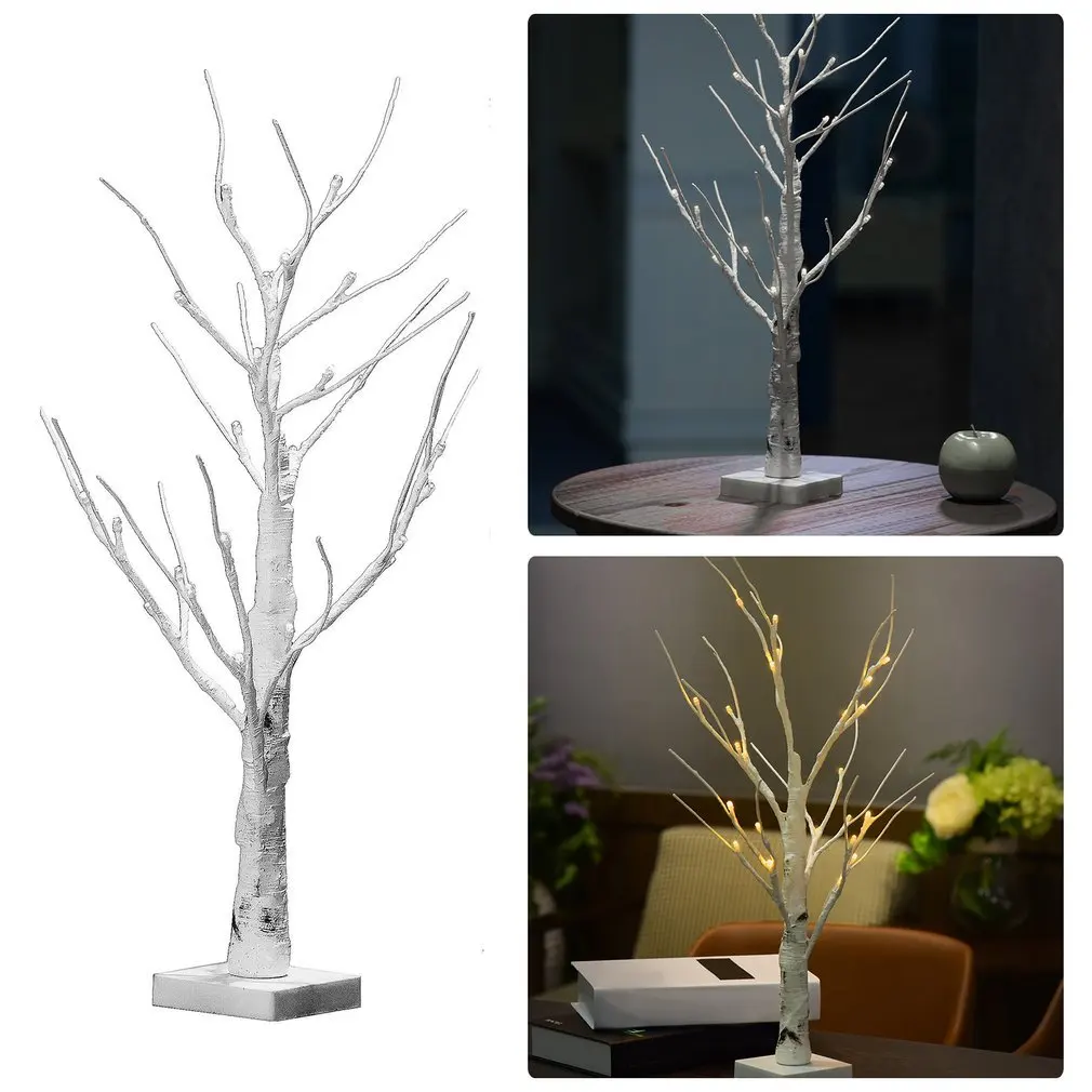 ICOCO 1PCS 60cm Silver Birch LED Tree Lamp Landscape Table Night Light Festival Christmas Decoration Gift White/Warm White New