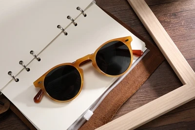 Винтажные мужские и женские солнцезащитные очки Gregory peck, фирменный дизайн, поляризационные солнцезащитные очки, круглые очки, очки gafas de sol UV400 - Цвет линз: flaxen vs grey