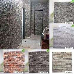 Waterproof 3D Brick Wall Sticker Self-Adhesive Wallpaper PE Cotton Foam Wall Covering Wallpaper Living Room Background Decor DIY
