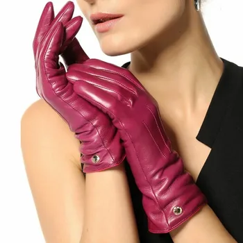 

2020 Fashion Elegant Women's Touchscreen Gloves Wrist Genuine Leather Winter Warm Fleece Sheepskin Driving Touch Glove Eldiven