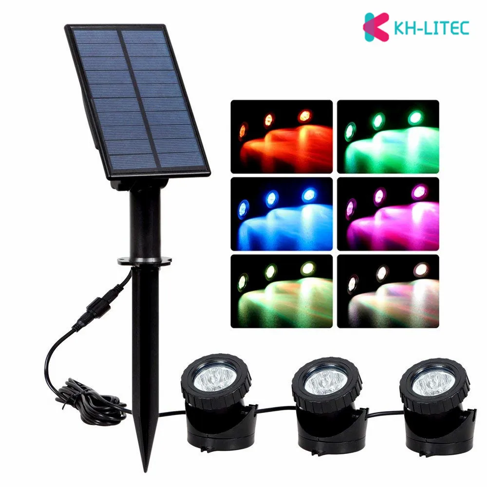 KHLITEC 3 Submersible LED RGB Underwater Lights IP68 Waterproof Solar Pond Lights For Swimming Pool Fountains Fishing Ponds Lamp 360 rotate underwater camera 20 led lights ccd fishing camera 7 monitor dvr recorder 20m 50m 100m cable fish finder