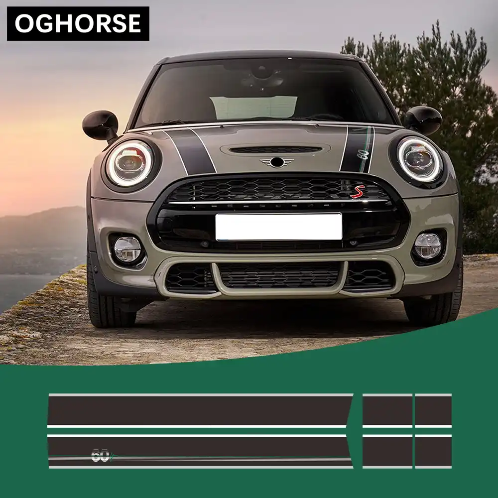 60th Anniversary Car Hood Sticker Bonnet Stripes Engine Cover Rear Trunk Vinyl Decal For Mini Cooper F55 F56 F57 R56 R57 Car Stickers Aliexpress