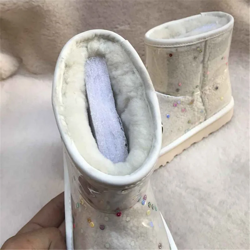 Scarpe donna/зимние ботинки; женская обувь из водонепроницаемого материала; chaussures femme; плюшевые женские ботильоны без застежки; женские зимние ботинки с украшениями