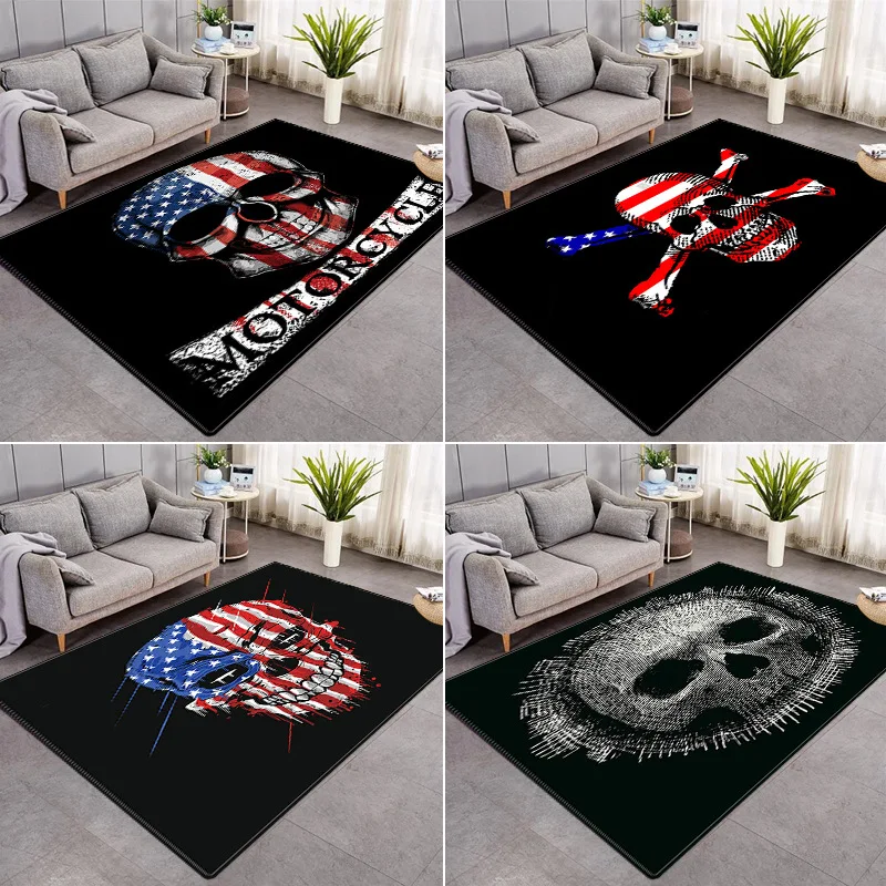 New Nordic 3D Skulls Mats/Carpet Halloween Party Decor Area Rugs Soft Flannel Memory Foam Large Carpets for Living Room Bedroom