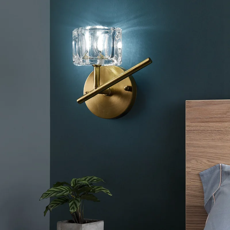 Modern Creative Personality Nordic Light Luxury Full Copper Web Celebrity Wall Lamps Hotel LED Crystal Wall Light