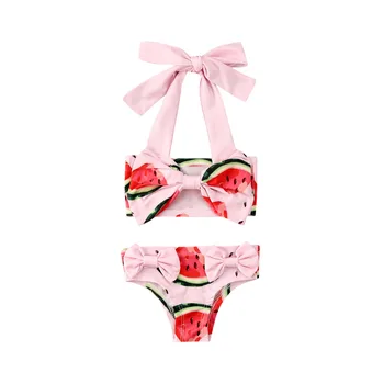 

Infant Baby Kid Girl Watermelon Swimsuit Swimwear Halter Bowknot Bikini Bathing Suit