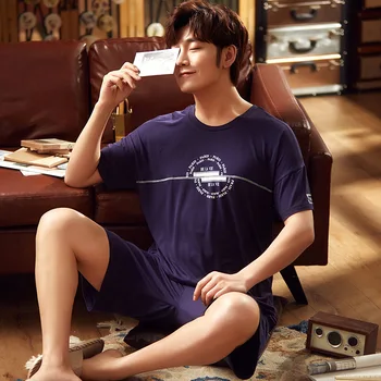 

Pajamas Men Summer Modal Fabric Solid Color Casual Homewear Set Home Wear