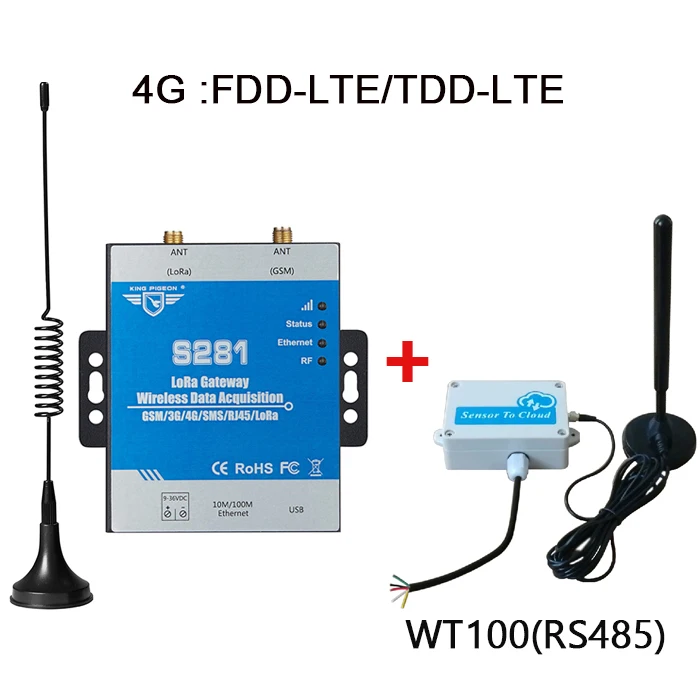 LoRa шлюз промышленный дальний Modbus RTU 2G 3g 4G LTE 433mhz IOT шлюзовый dtu - Цвет: 4G with WT100