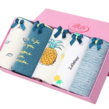 

5Pcs/set New Panties for Women Soft Cotton Women Lingerie Seamless Female Briefs Breathable Cute Print Girls Underwear