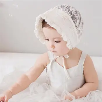 

1pc children baby basin cap flower embroidery mesh lace retro palace cap growth commemorative photo props clothing