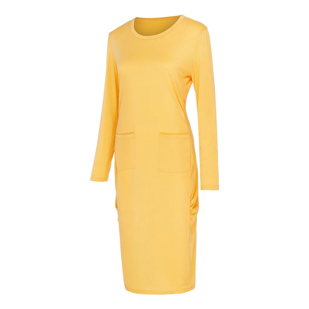 Платье женское ropa mujer vestidos de verano платья vestidos verano mujer robe femme plus повседневное однотонное XL-5XL с длинными рукавами Z4