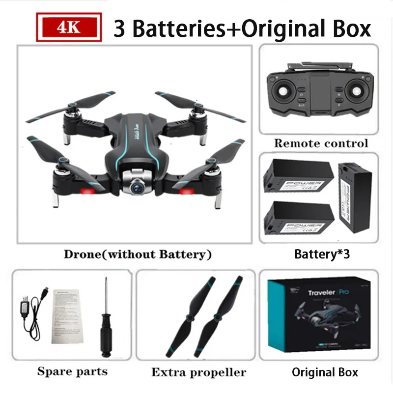 KEELEAD S17 Радиоуправляемый Дрон 4K wifi FPV 50X зум-камера Дрон Радиоуправляемый квадрокоптер Профессиональный щеточный мотор оптический поток складной Дрон VS E520 - Цвет: 4K 3 Battery Box