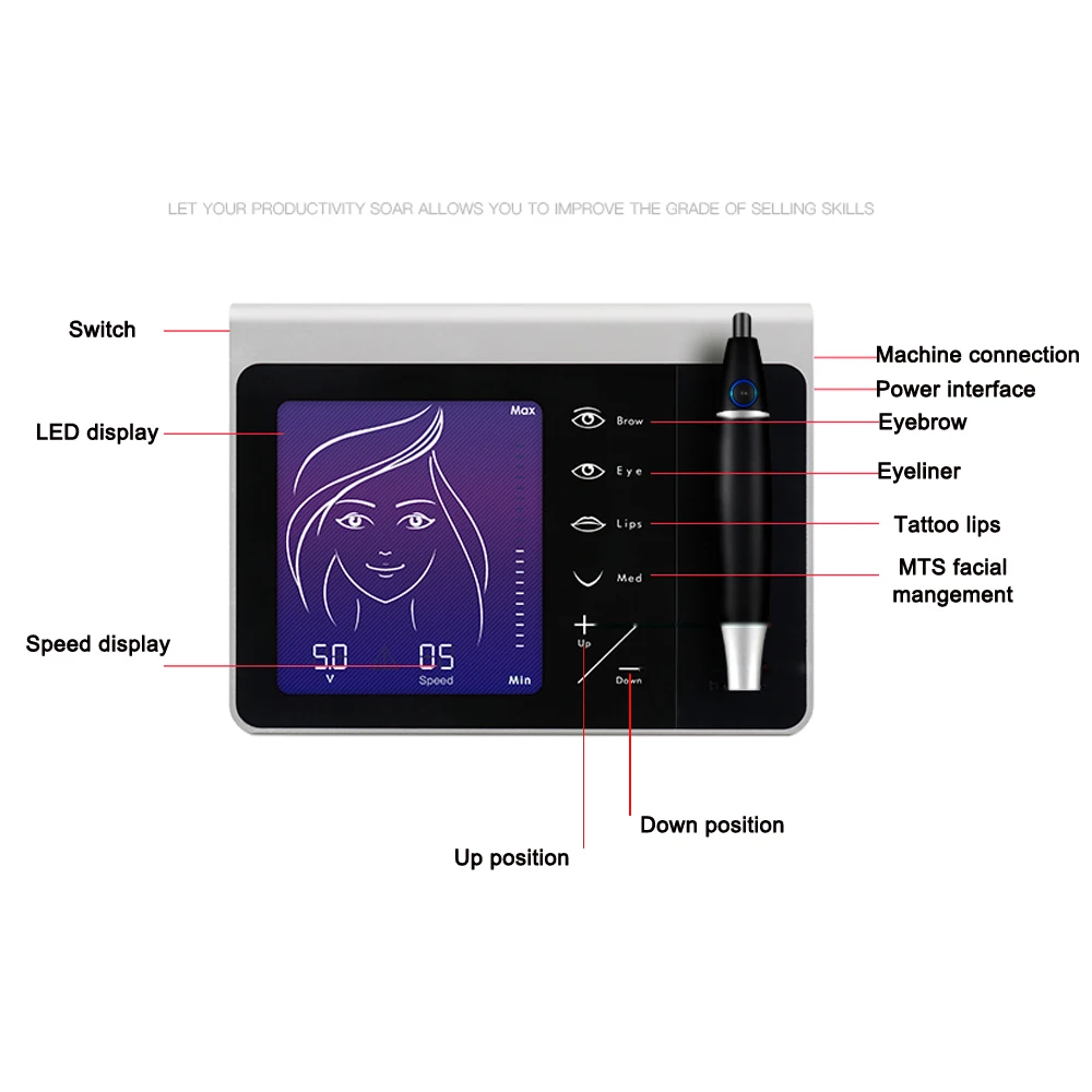 Профессиональная роторная машинка для татуажа, ручка для перманентного макияжа, бровей, губ, микроблейдинга, сделай сам, комплект с иглой для татуажа