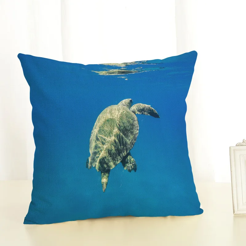 Модная наволочка для диванной подушки 45x45 см наволочка Мягкое хлопковое полотно смесь наволочка 3D морская черепаха диван наволочка для домашнего декора - Цвет: No.7