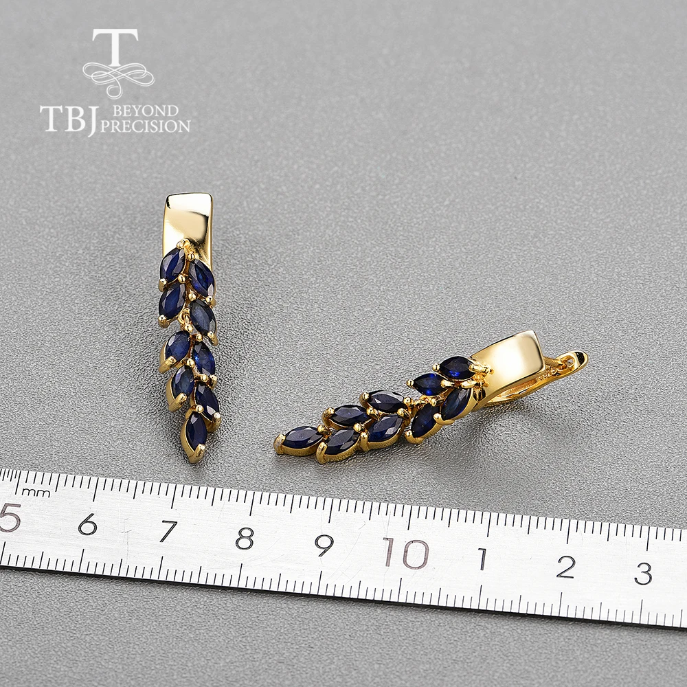 TBJ, стиль, модные серьги с натуральным драгоценным камнем, сапфиром, застежка, серебро 925 пробы, желтое золото, хорошее ювелирное изделие для женщин, повседневная одежда