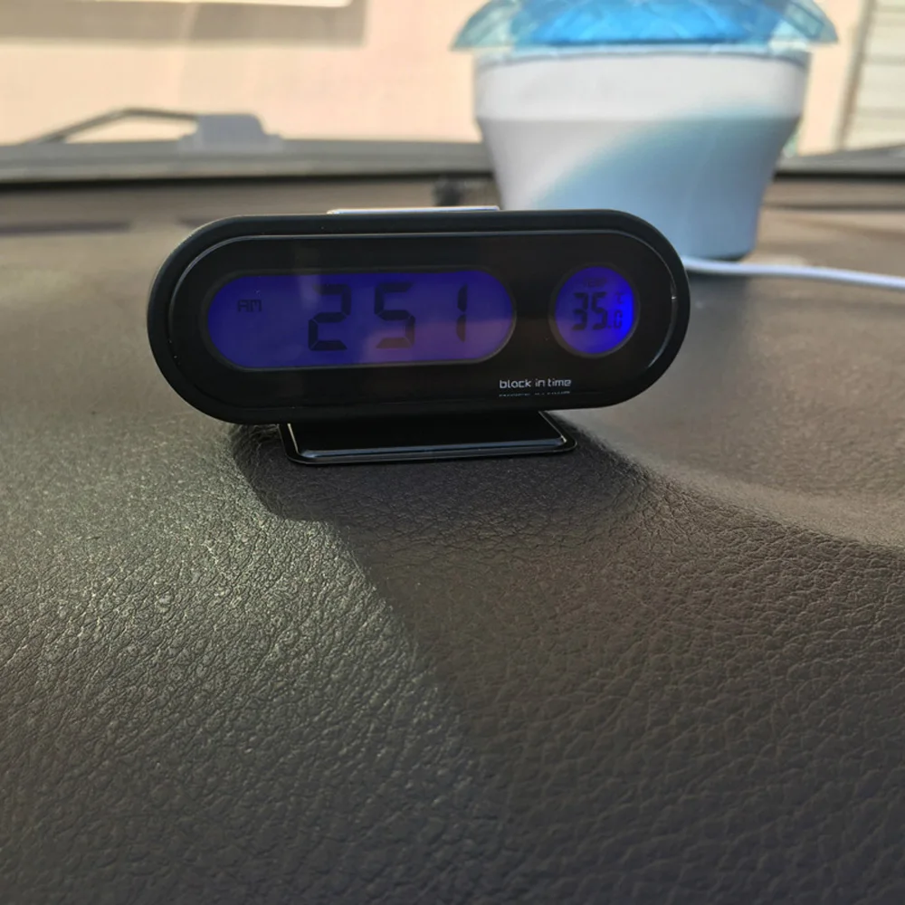 Thermometer Car Clock 1pc Auto LED Dashboard Electronic Black Backlight
