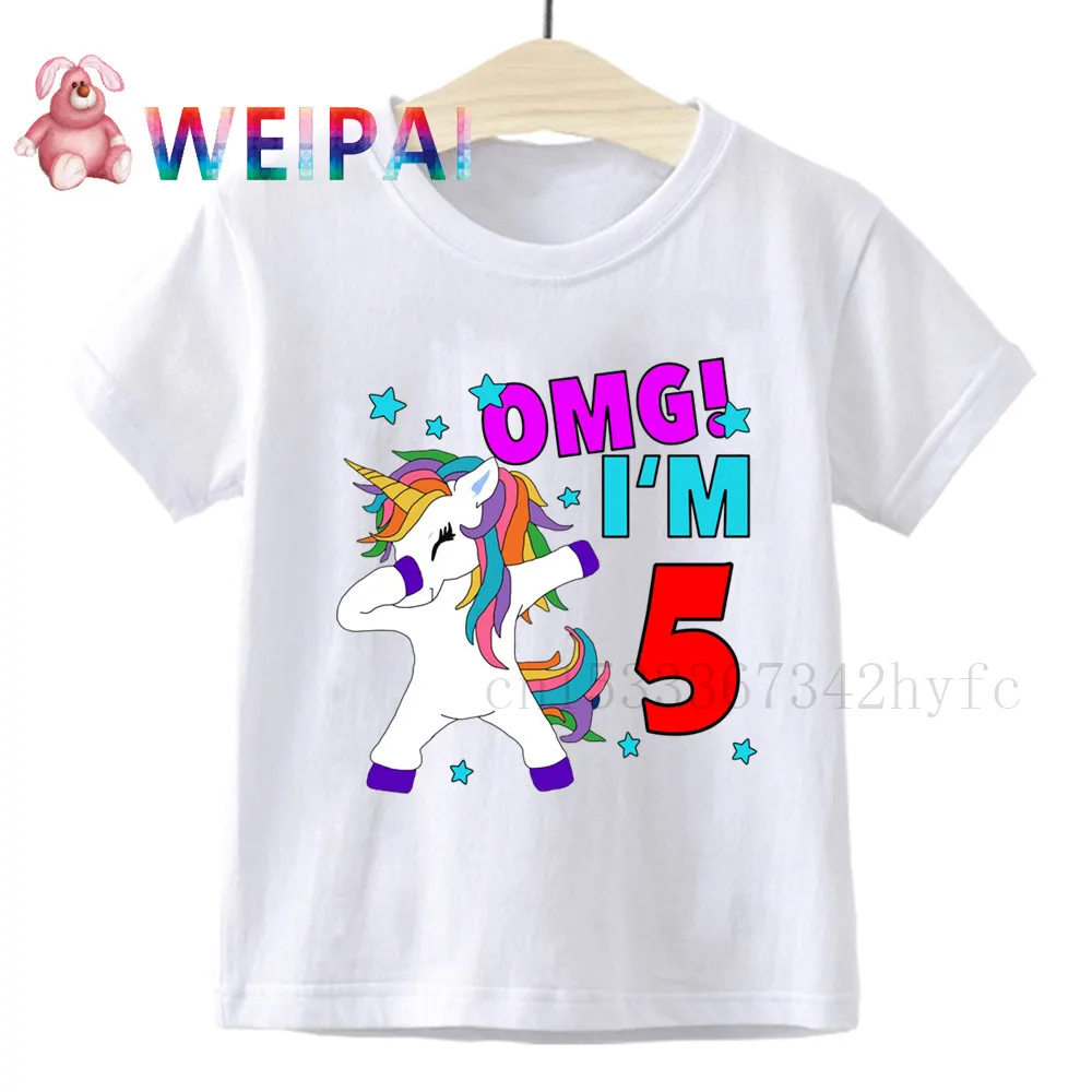 

Kids Unicorn OMG I'm 1 2 3 4 5 Birthday Number T Shirt Children Present T-shirt BoyGirl Gift Tshirt Present Family Outfit