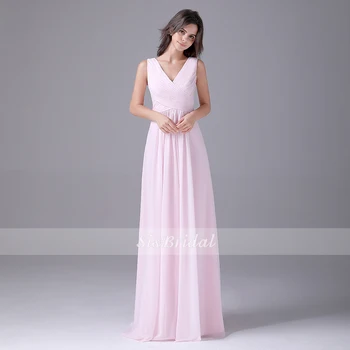 

A-Line V-Neck Floor Length Chiffon Dress With Ruffle Bridesmaid Dresses For Wedding Party