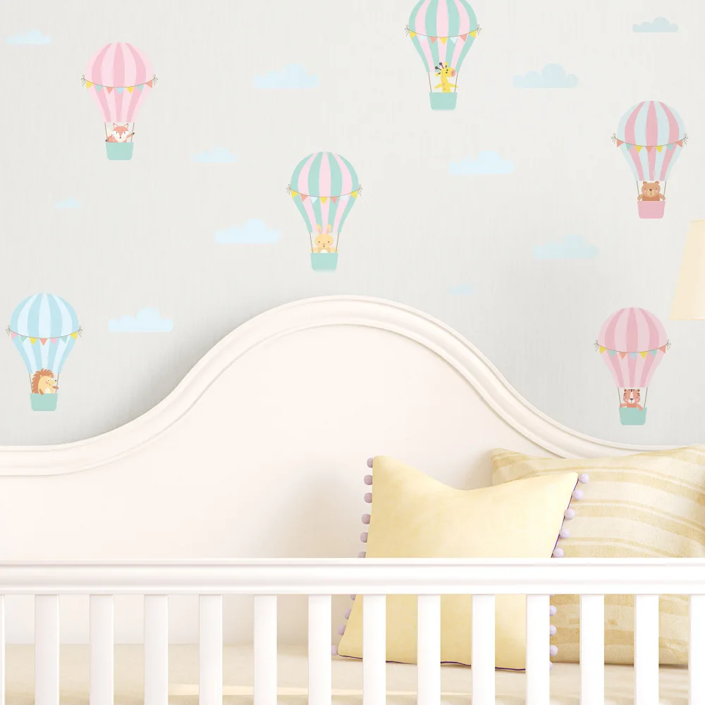DIY Мультяшные животные горячий воздушный шар Настенная Наклейка для детской