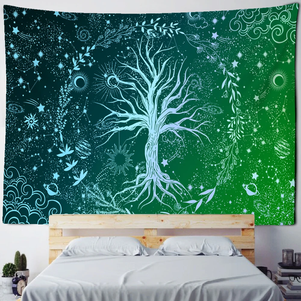 Colorful Tree Of Life Tapestry Wall Hanging Nature Landscape Hippie Tapiz Psychedelic Witchcraft Aesthetics Room Home Decor