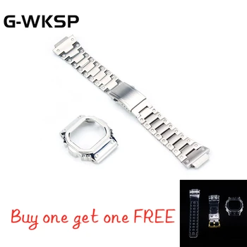 

DW5600 GW-M5610 Metal Watch Strap Bezel Accessories 100%Stainless Steel Get Free Silicone Set
