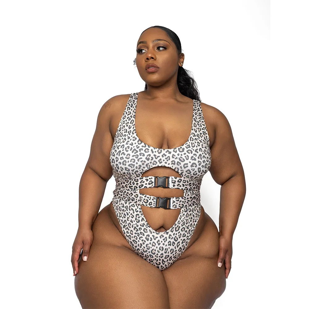 Leopard Printing Women Sexy Holiday Beach Swimwear Plus Size 2021 Summer  Sleeveless Hollow Out Skinny Bikini Suits New Arrivals