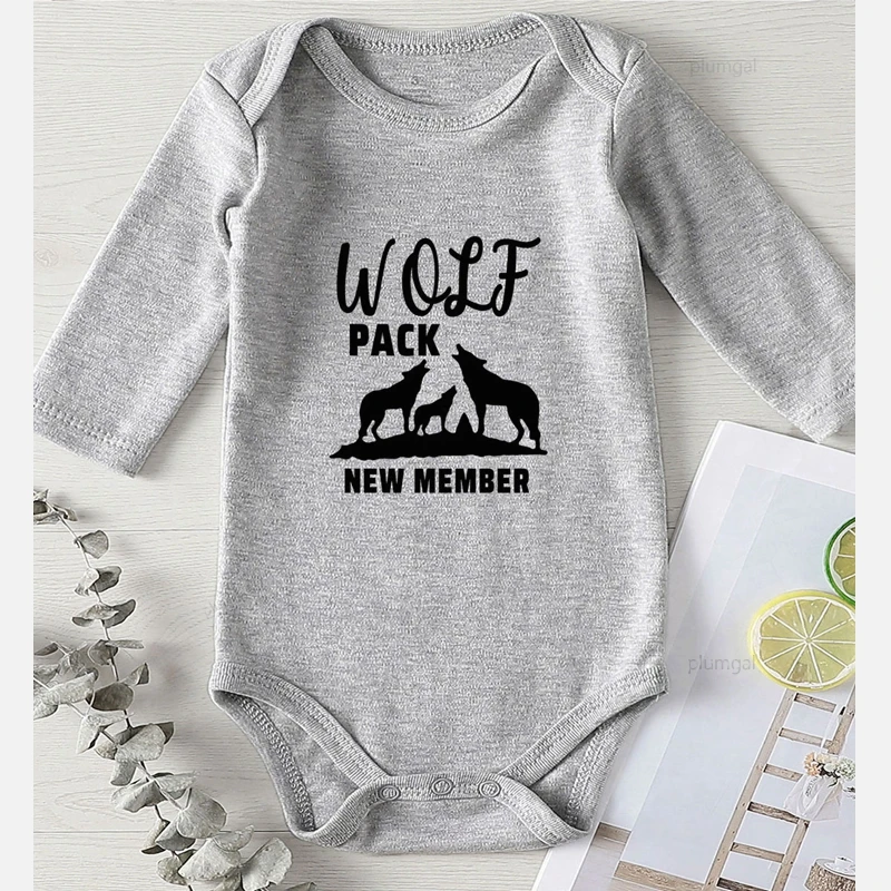 cheap baby bodysuits	 Thing for Baby Clothes Winter Wolf Pack New Member Print Newborn Boy Fall Costume Rompers Toddler Girls Jumpsuit Autumn Baby Bodysuits classic