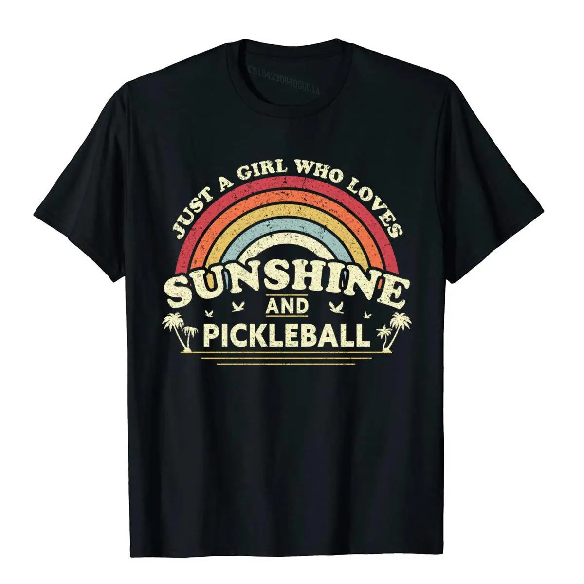 Pickleball Shirt. A Girl Who Loves Sunshine And Pickleball Long Sleeve T-Shirt__B8636black