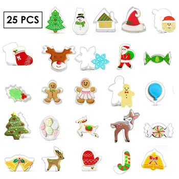 

Christmas Cookie Cutter Stainless Steel Cut Candy Biscuit Mold Cooking Tools Christmas Theme Metal Cutters Mould Snowflake Snowm