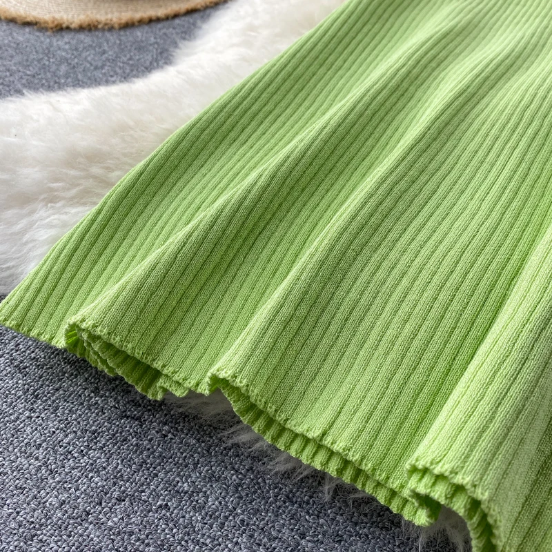 2020 sexy Slim v neck Knitted Midi Dress tank sundresss vestido de fiesta split Summer Party Women Casual Knee Length dress