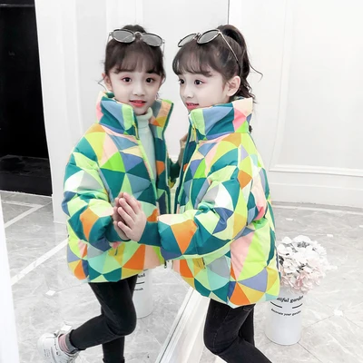 Hot Sale Girls Cotton Padded Jacket Clothes Fall Winter Children's Colour Wadded Coat Kids Camouflage Clothing Outerwear P371 - Цвет: Зеленый