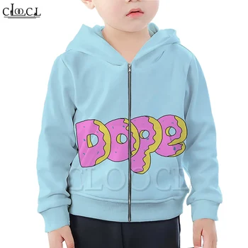 

CLOOCL Cartoon Odd Future Donut Food Zipper Hoodie Boy Girl 3D Print Children Hooded Casual Sweatshirt Harajuku Tops
