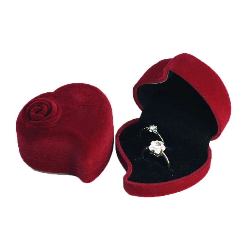 2 шт. романтическая роза кольцо коробка Флокирование Держатель бархат Свадьба