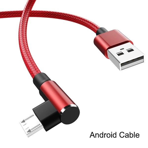 90 градусов Micro USB кабель Быстрая зарядка зарядное устройство мобильный телефон данных провод Кабель Microusb для samsung Xiaomi 0,3 м 1 м 2 м - Цвет: Android cable red